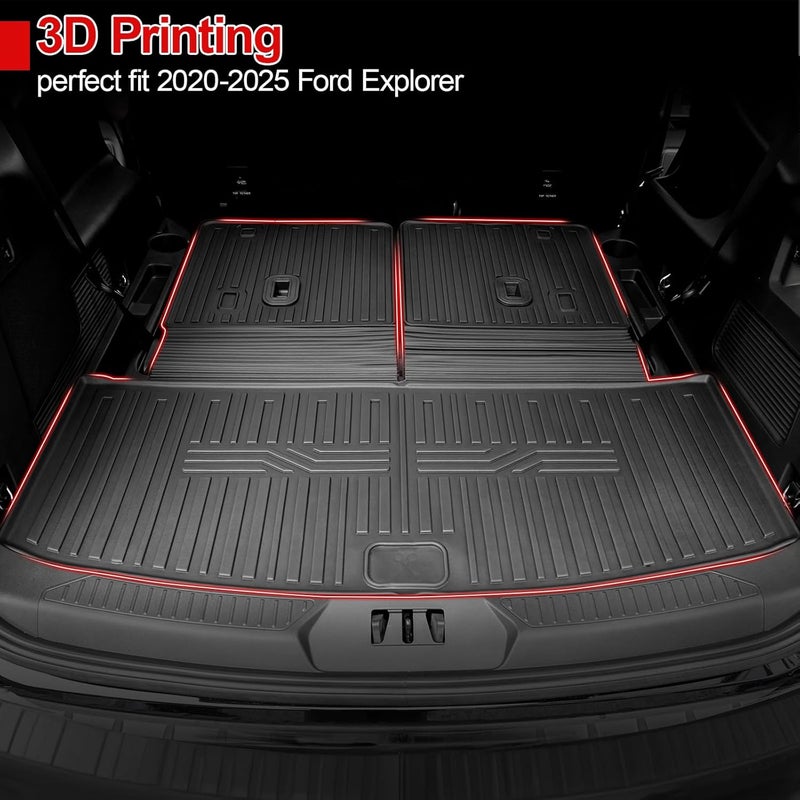 HOUCLEMIC Cargo Mat for 2020-2025 2026 Ford Explorer Accessories All Weather Trunk Liner Replacement for 2025 Ford Explorer ST Accessories 2025 2024 2023 2022 2021 Stereo - Image 4